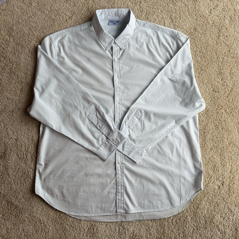 Taylor Swift 3XL Blue Stripe Button Down Shirt Birds Graphic Back